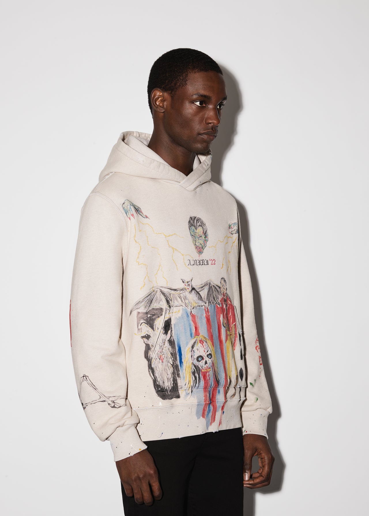 BLOOD 38' HOODIE - HEATHER GREY – AMIRI