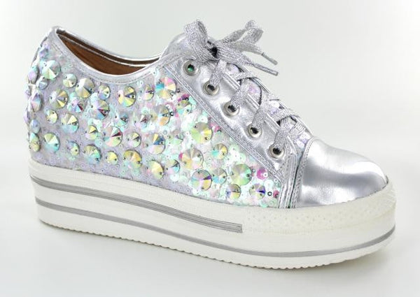 silver bling tennis shoes