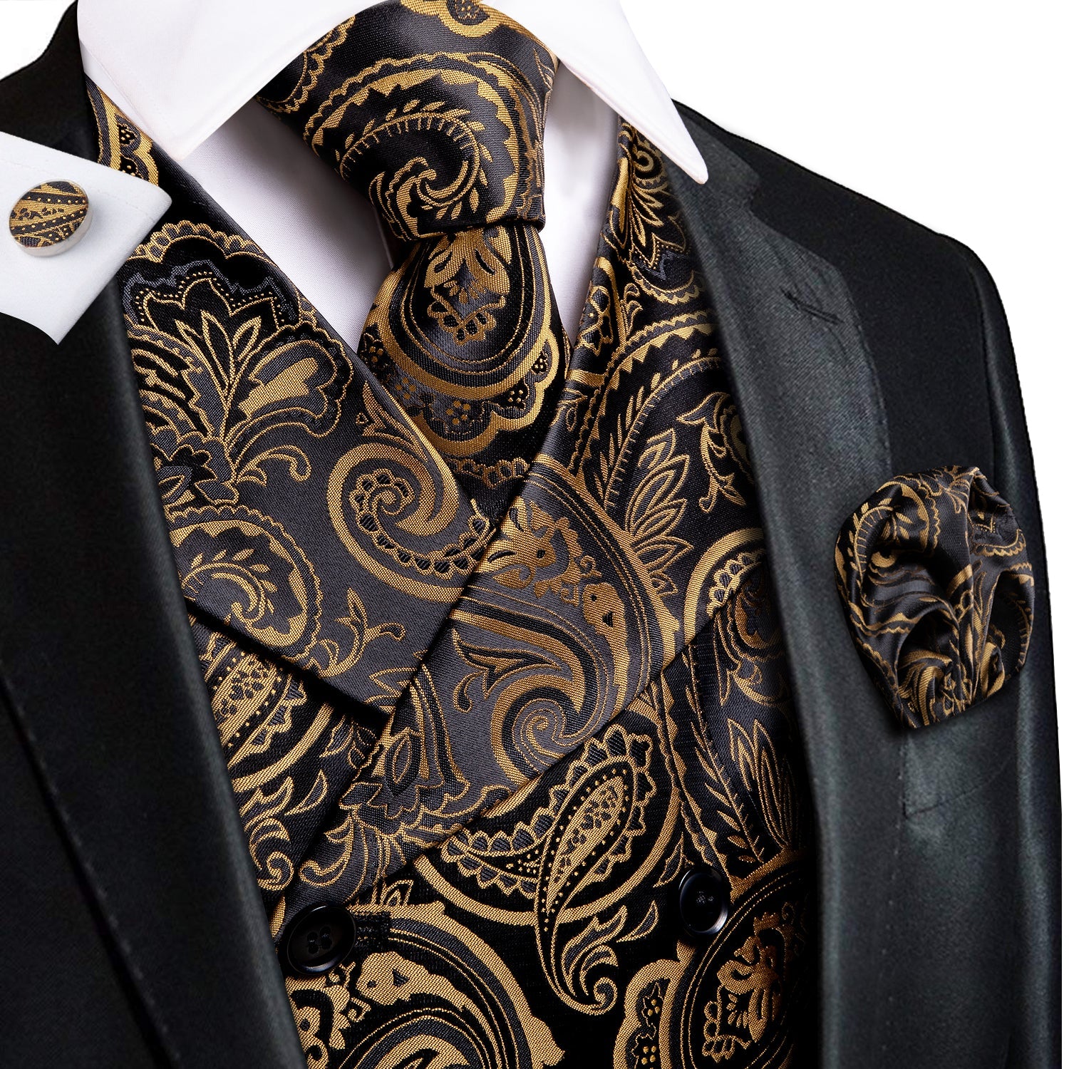 Gold Paisley Tuxedo Vest Set  Paul Malone