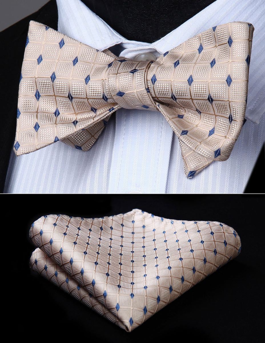 Blue Diamond Bow Tie and Pocket Square – Sophisticated Gentlemen