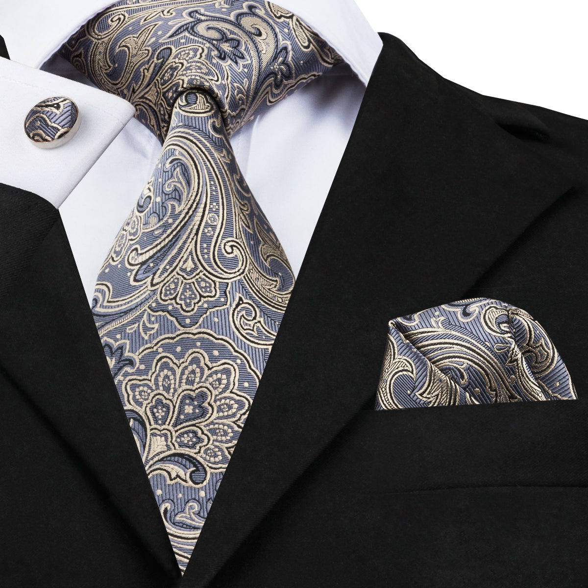 Winter Winds Tie, Pocket Square and Cufflinks – Sophisticated Gentlemen