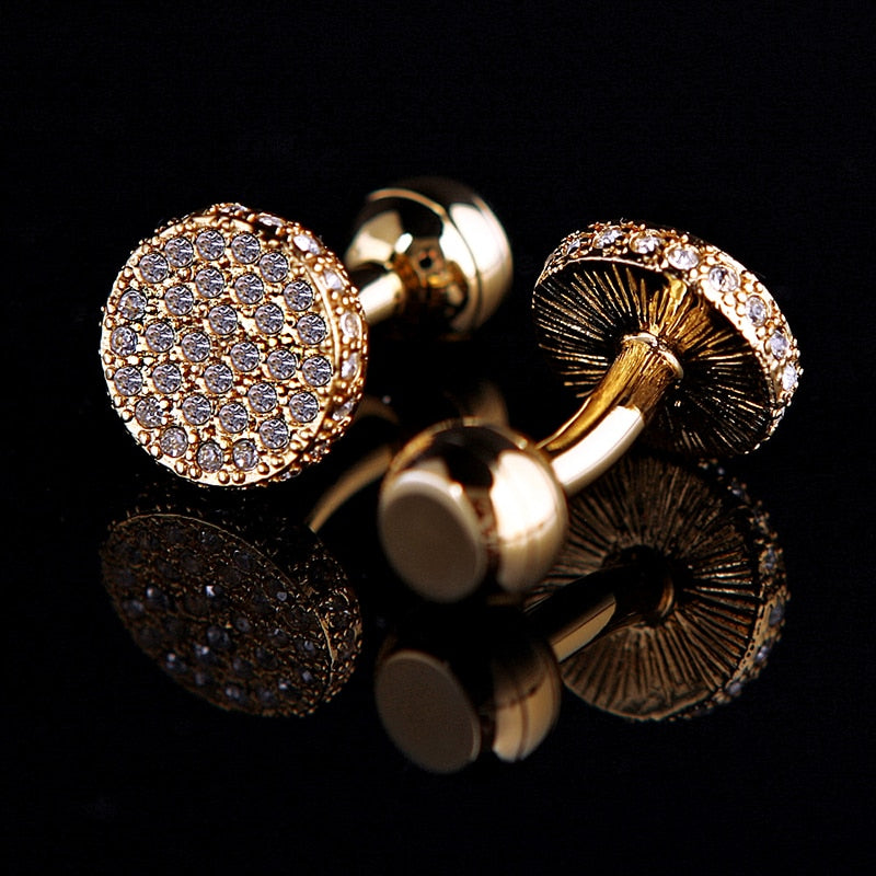 Round Gold Crystal Cufflinks – Sophisticated Gentlemen