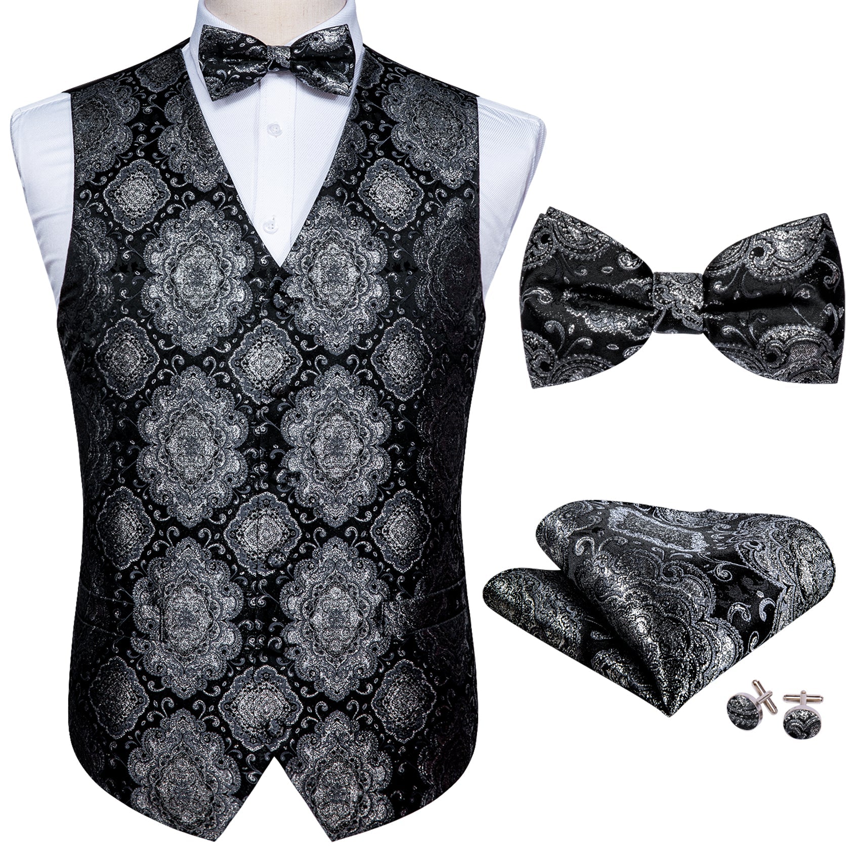 Silver Baroque Vest Set – Sophisticated Gentlemen