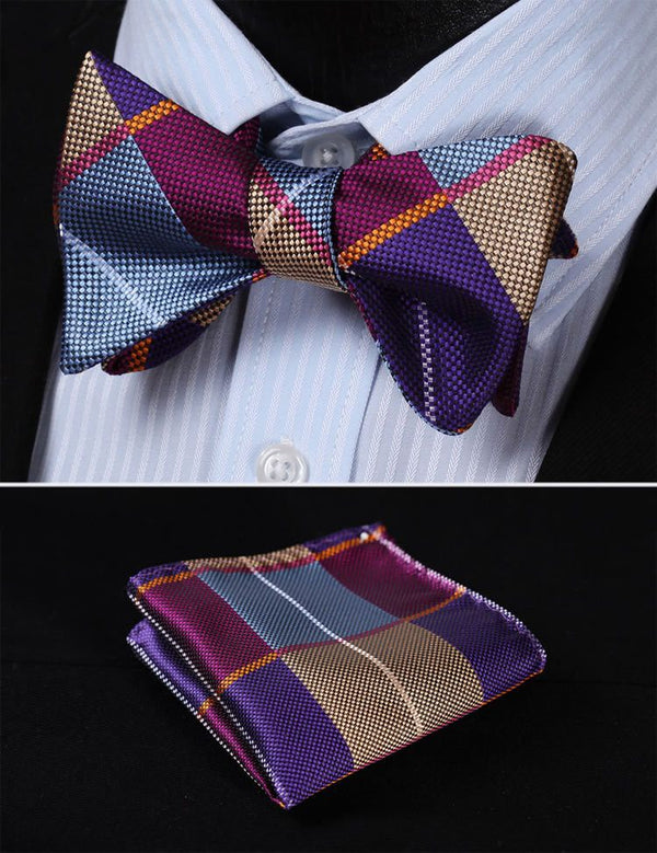 Hartford Plaid Bow Tie and Pocket Square - Sophgent