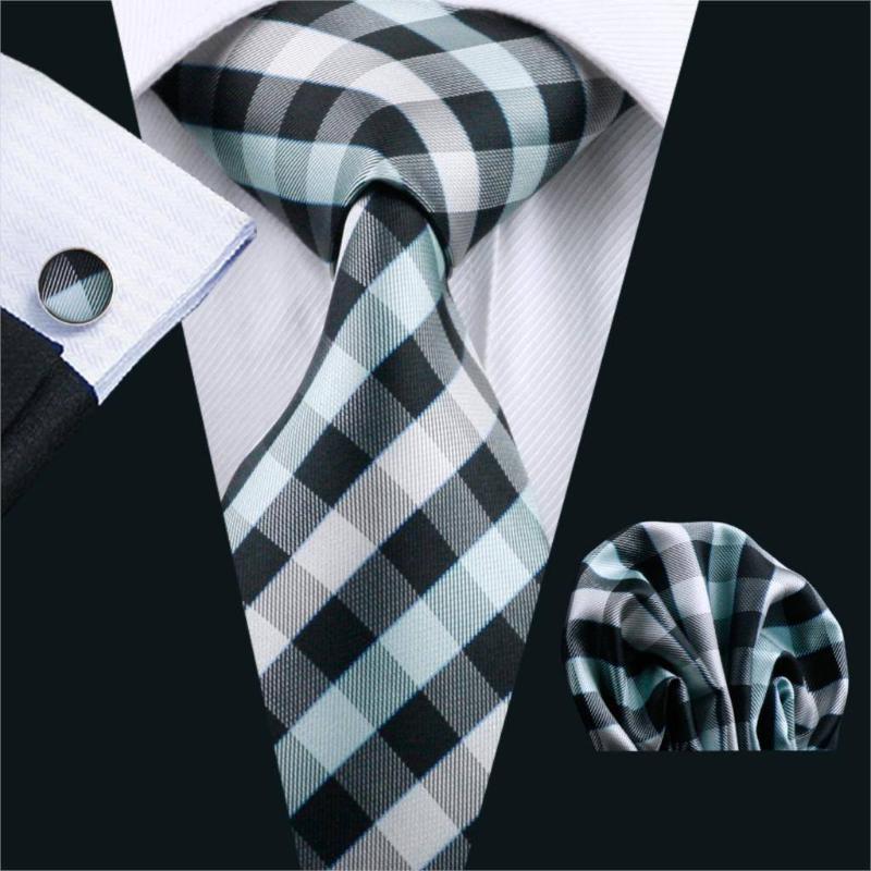Black VS White Check Tie, Pocket Square and Cufflinks – Sophisticated ...