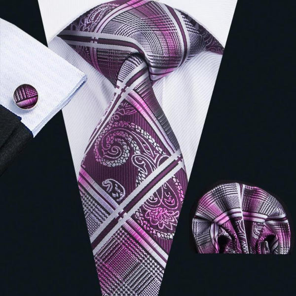 Purple Glen Plaid Silk Tie, Pocket Square and Cufflinks Set | Beautiful ...