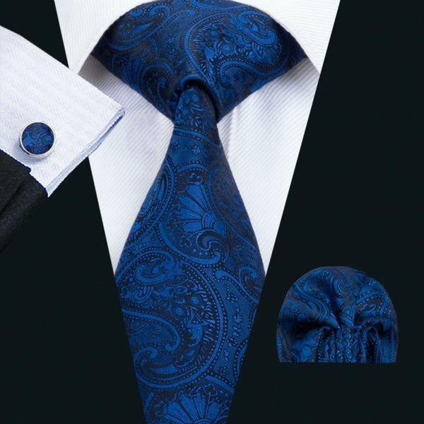 Royal Blue Paisley Tie, Pocket Square and Cufflinks | Beautiful ties at ...