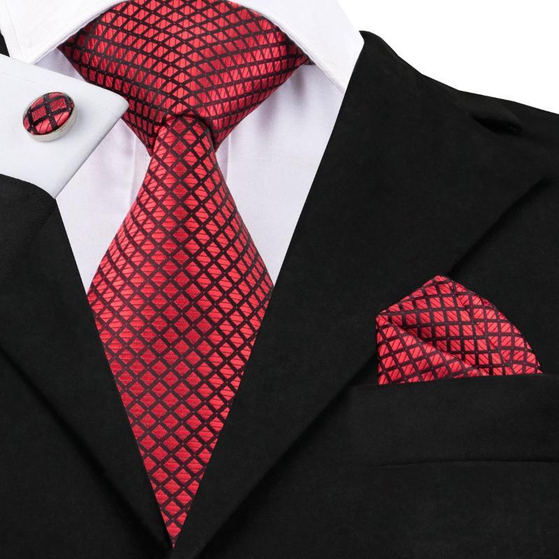 Squares in Red Tie, Pocket Square and Cufflinks Set | Beautiful ties at ...
