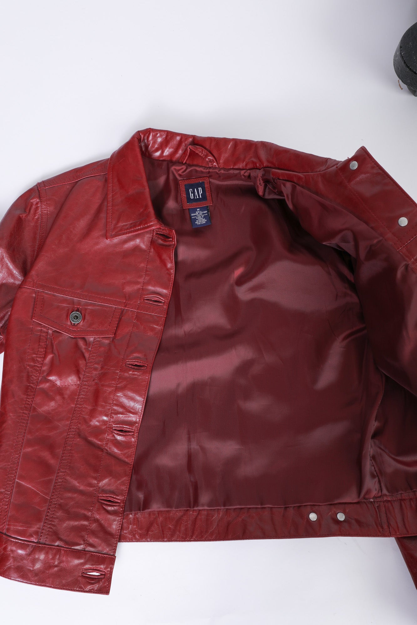 gap red leather jacket