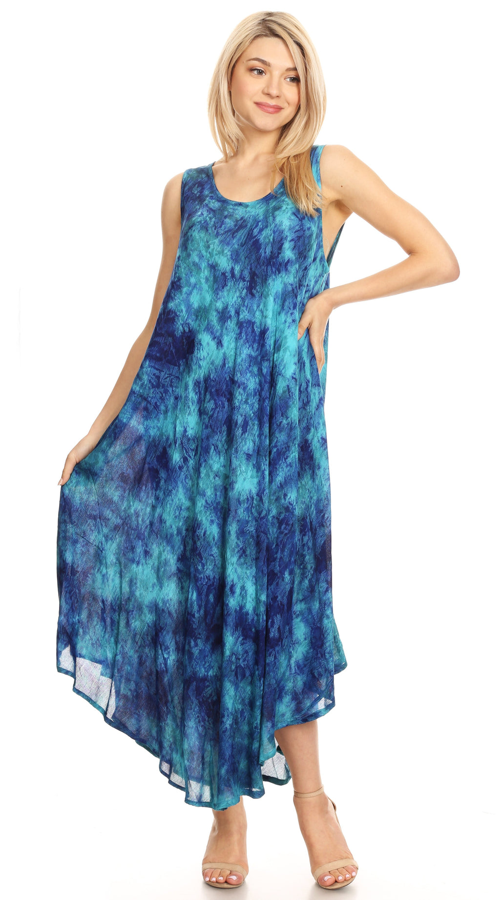 Sakkas Irene Women's Casual Tie-dye Maxi Summer Sleeveless Loose Fit ...