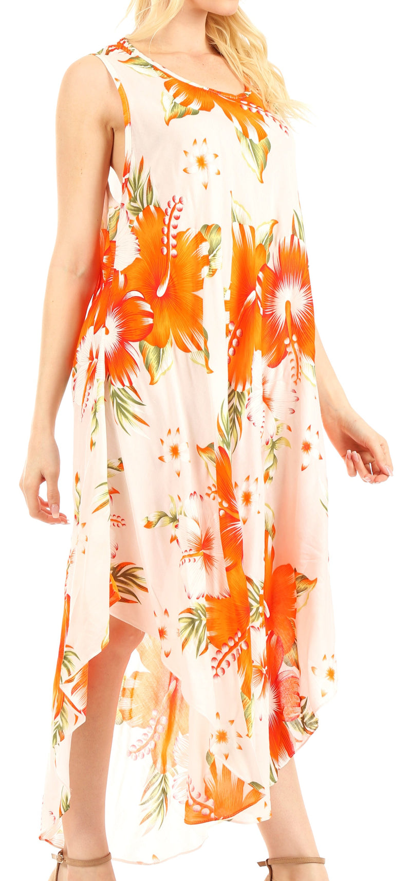 Sakkas Aba Women's Casual Summer Floral Print Sleeveless Loose Dress C ...