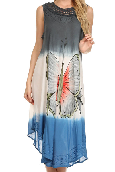 Sakkas Mia Butterfly Color Block Caftan Dress | Sakkas Store