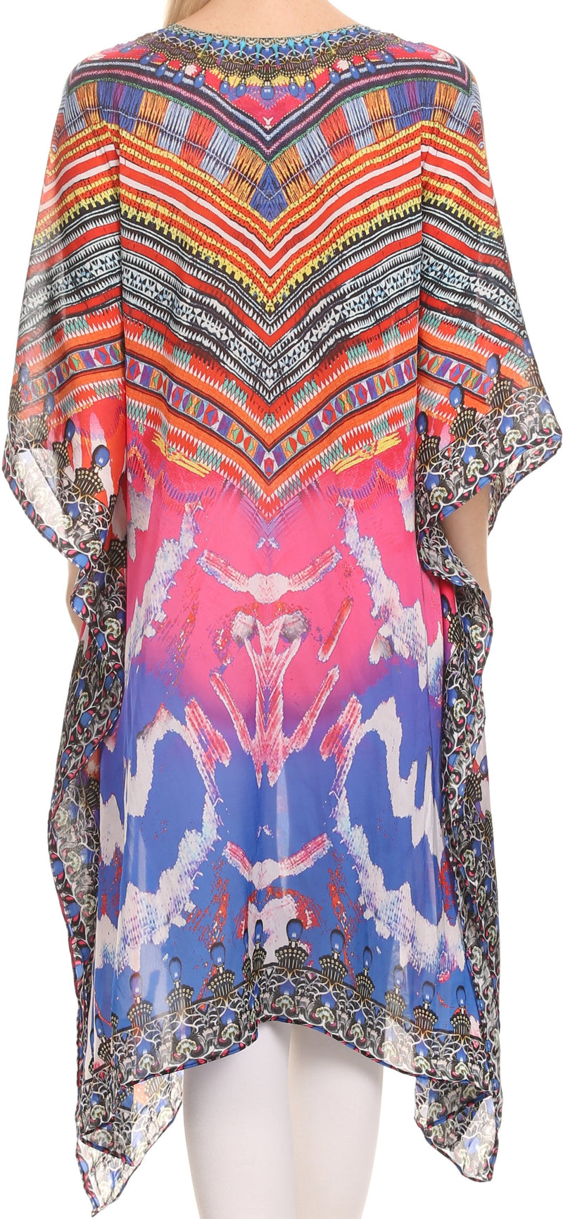 Sakkas Liv Ligthweight Summer Printed Short Caftan Dress / Cover Up