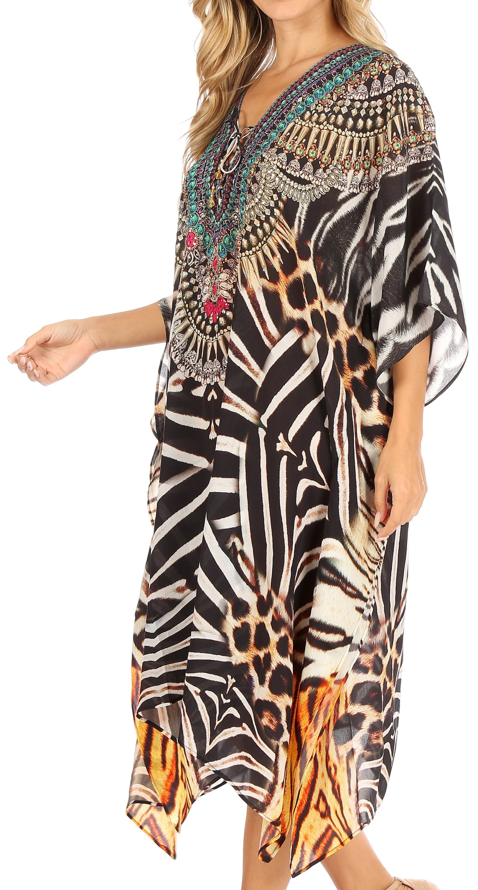 Sakkas Kristy Long Tall Lightweight Caftan Dress / Cover Up With V-Nec ...