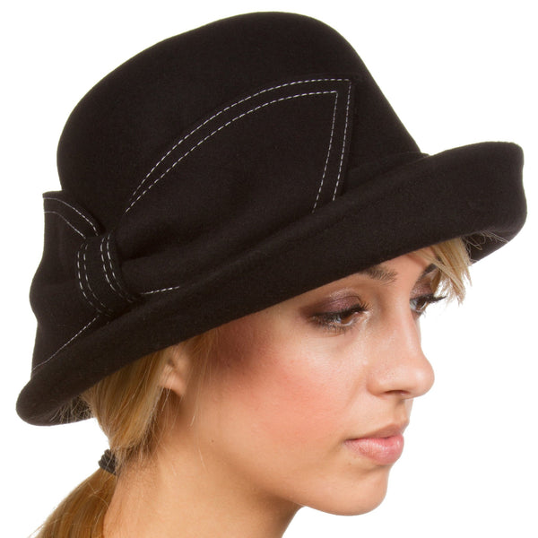 Sakkas Bobbi Vintage Style Wool Cloche Bell Derby Hat | Sakkas Store