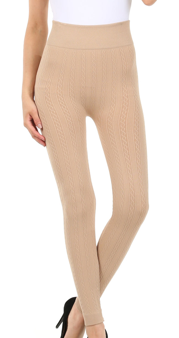 Outflits Beige Viscose Lycra Capri Leggings with Bottom Lace: Elegance