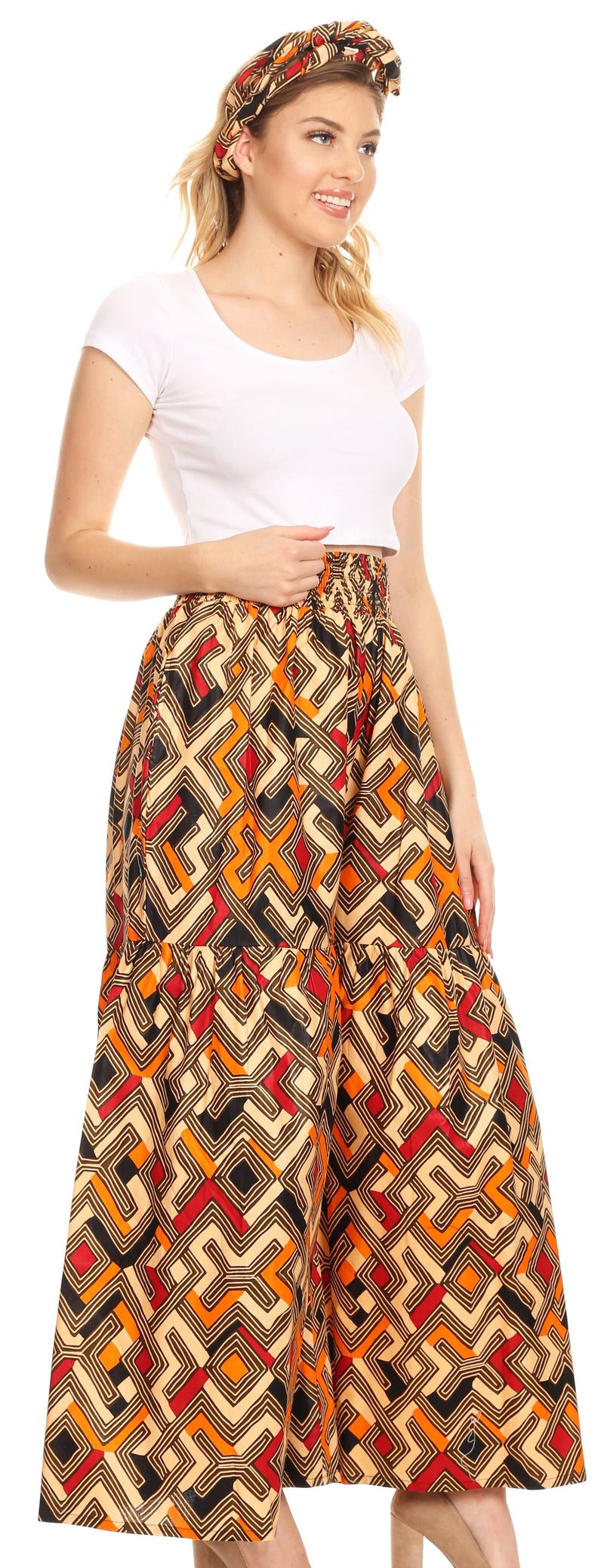 Sakkas Esme Women's African Ankara Flared Wide Leg Palazzo Pants with