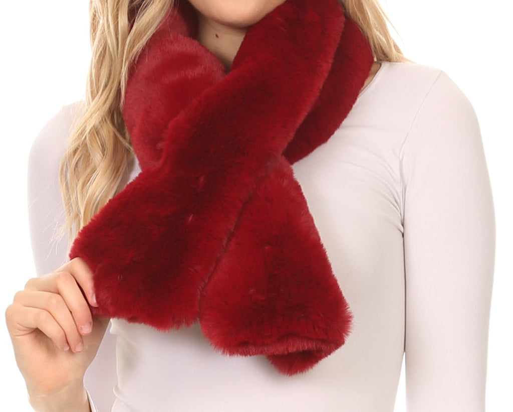 Sakkas Kiy Loophole Faux Fur Long Soft Warm Comfortable Textured Bow S