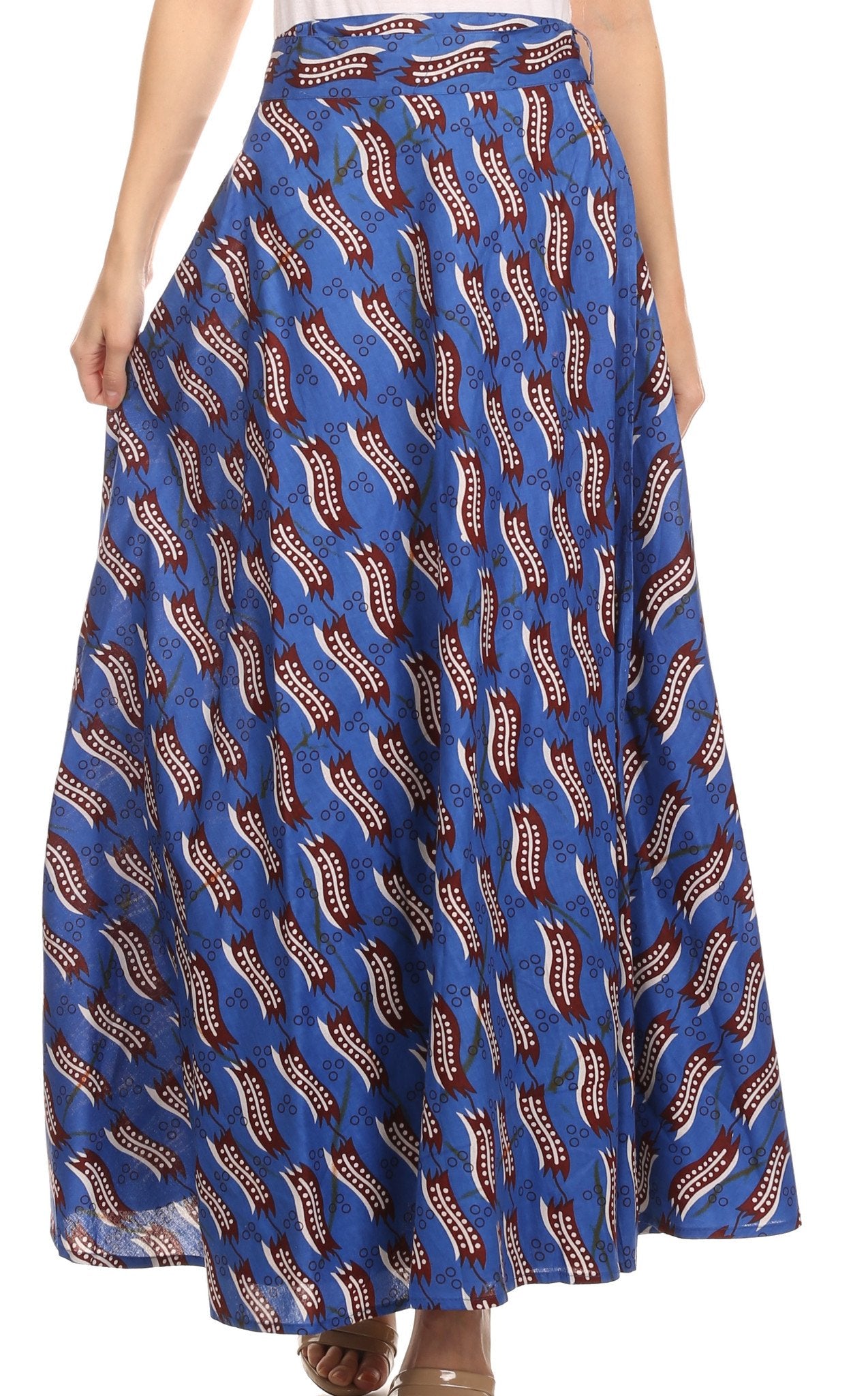 Sakkas Garan Long Opaque Fully Adjustable Printed Skirt Wrap Around Wi