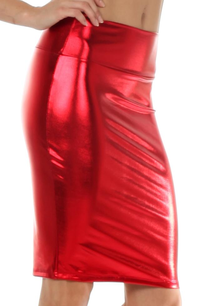 Sakkas Women's Shiny Metallic Liquid High Waist Pencil Skirt – Sakkas Store