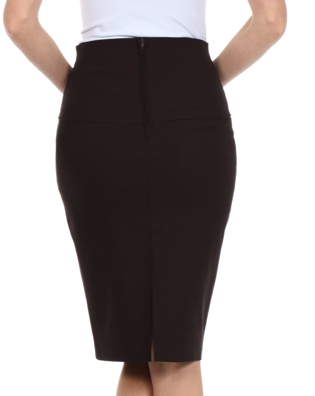 Sakkas Petite High Waist Stretch Pencil Skirt with Four Button Detail