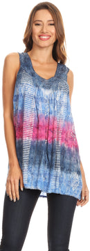 Sakkas Renee Dip Dye Floral Print Tank with Sequins and Embroidery ...