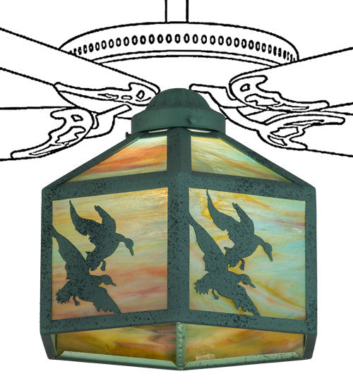 13 W Ducks In Flight Wildlife Fan Light Shade