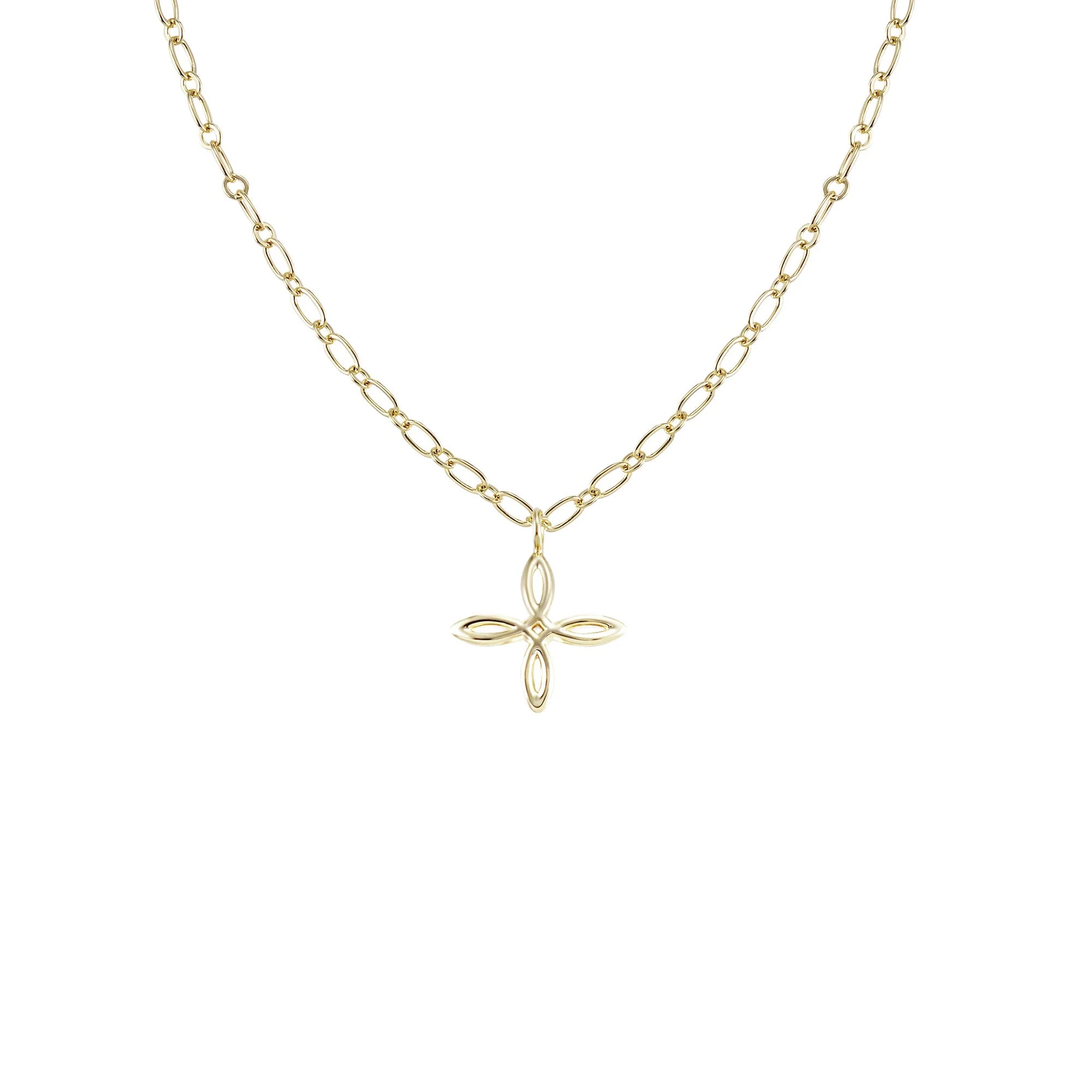 Shes Classic Cross Drop Necklace Gold