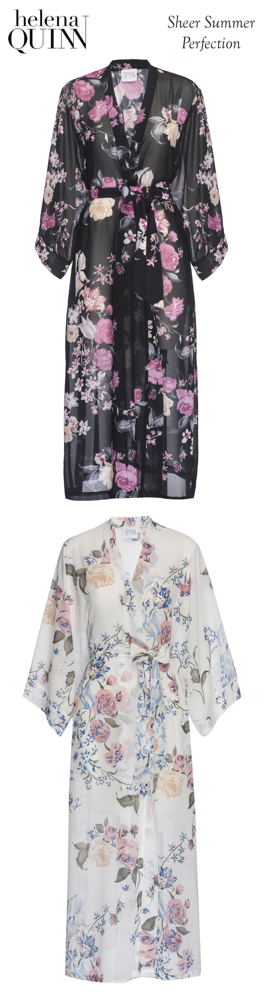 Helena Quinn / / Sheer Floral Kimono Robes