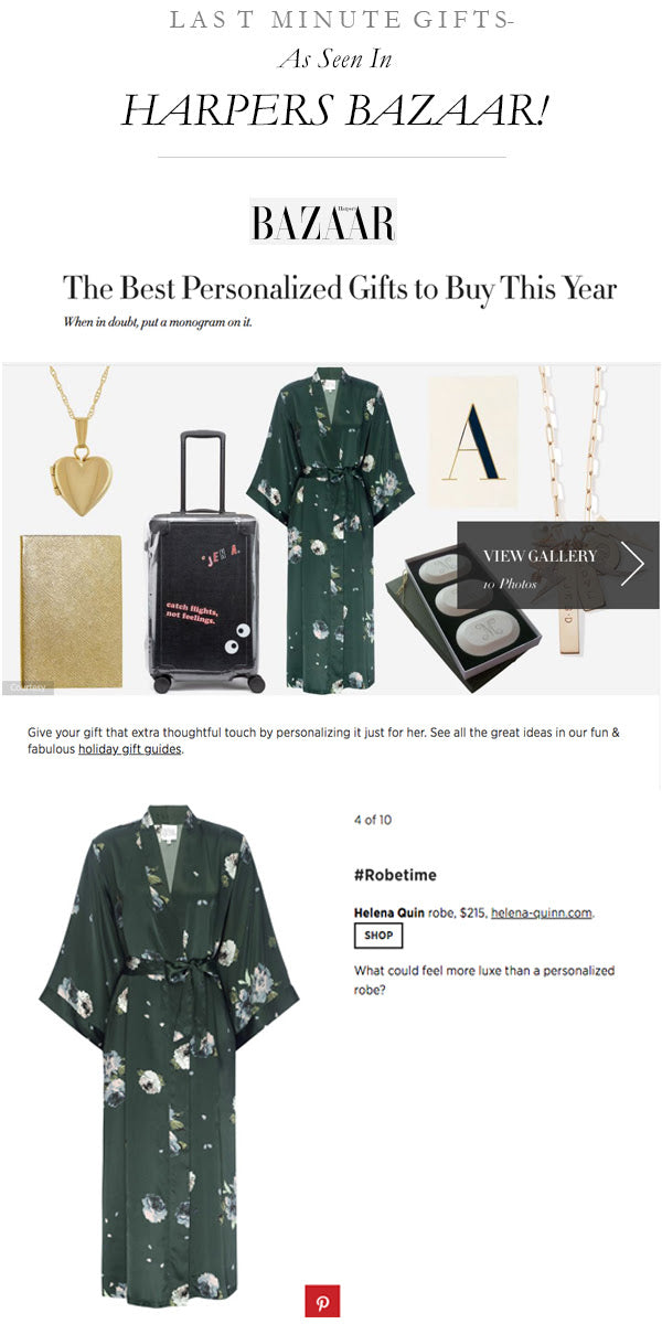 Harper's Bazaar / / Helena Quinn Emerald Floral Print Silk Robe