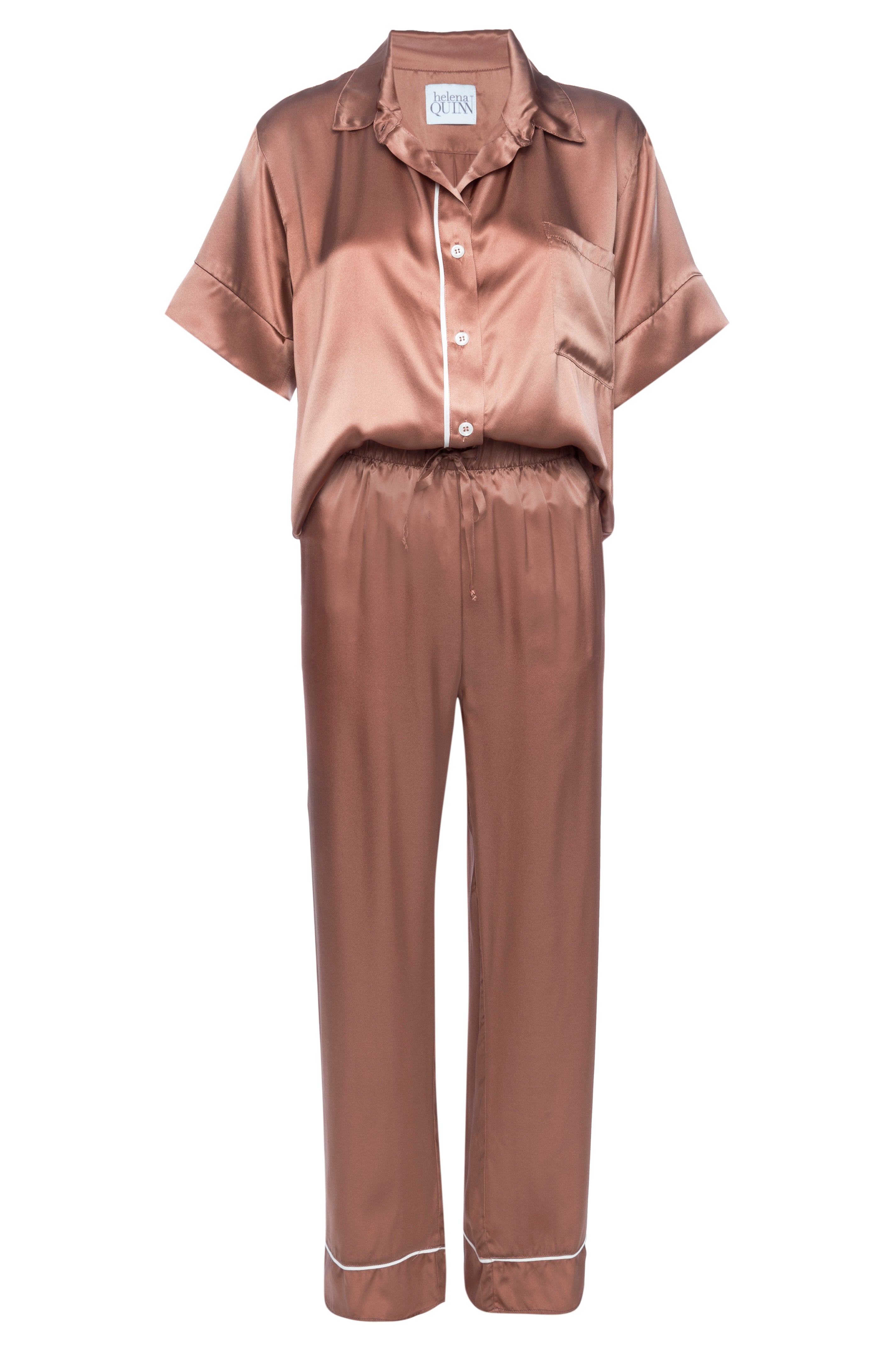 Silk Charmeuse Pants: Apricot