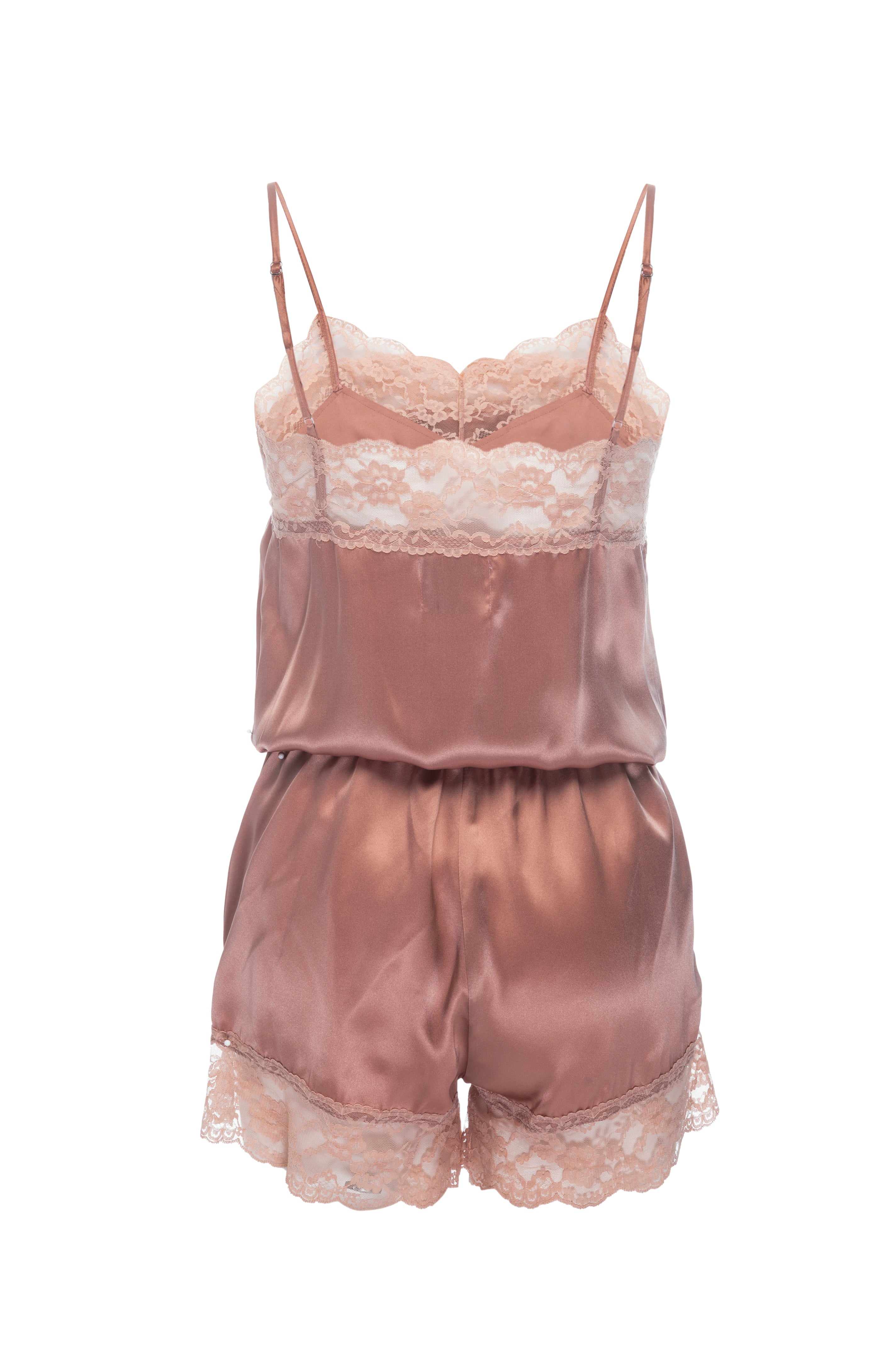 Silk Charmeuse 'Lea' Romper: Apricot