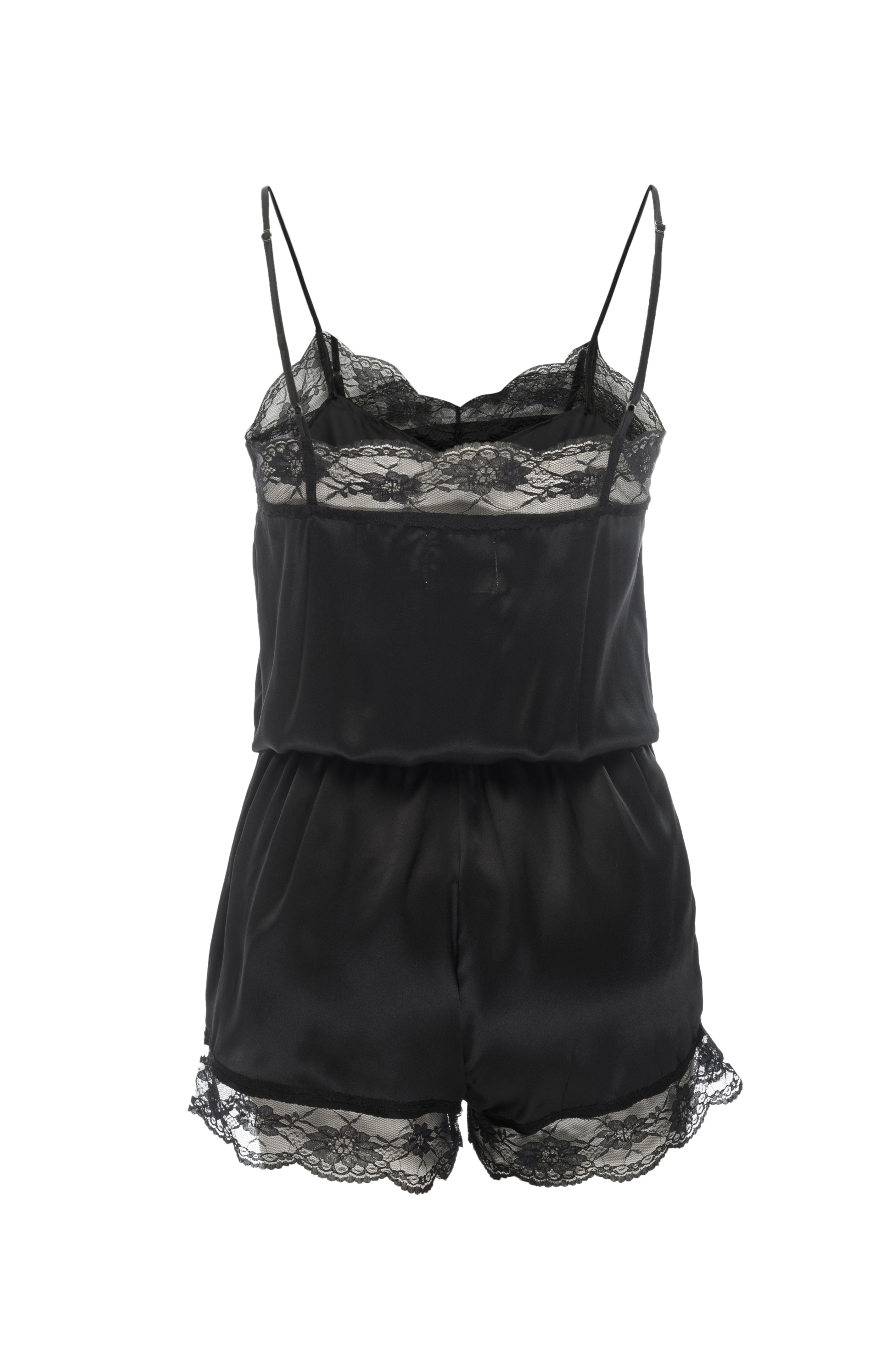 Silk Charmeuse 'Lea' Romper: Black