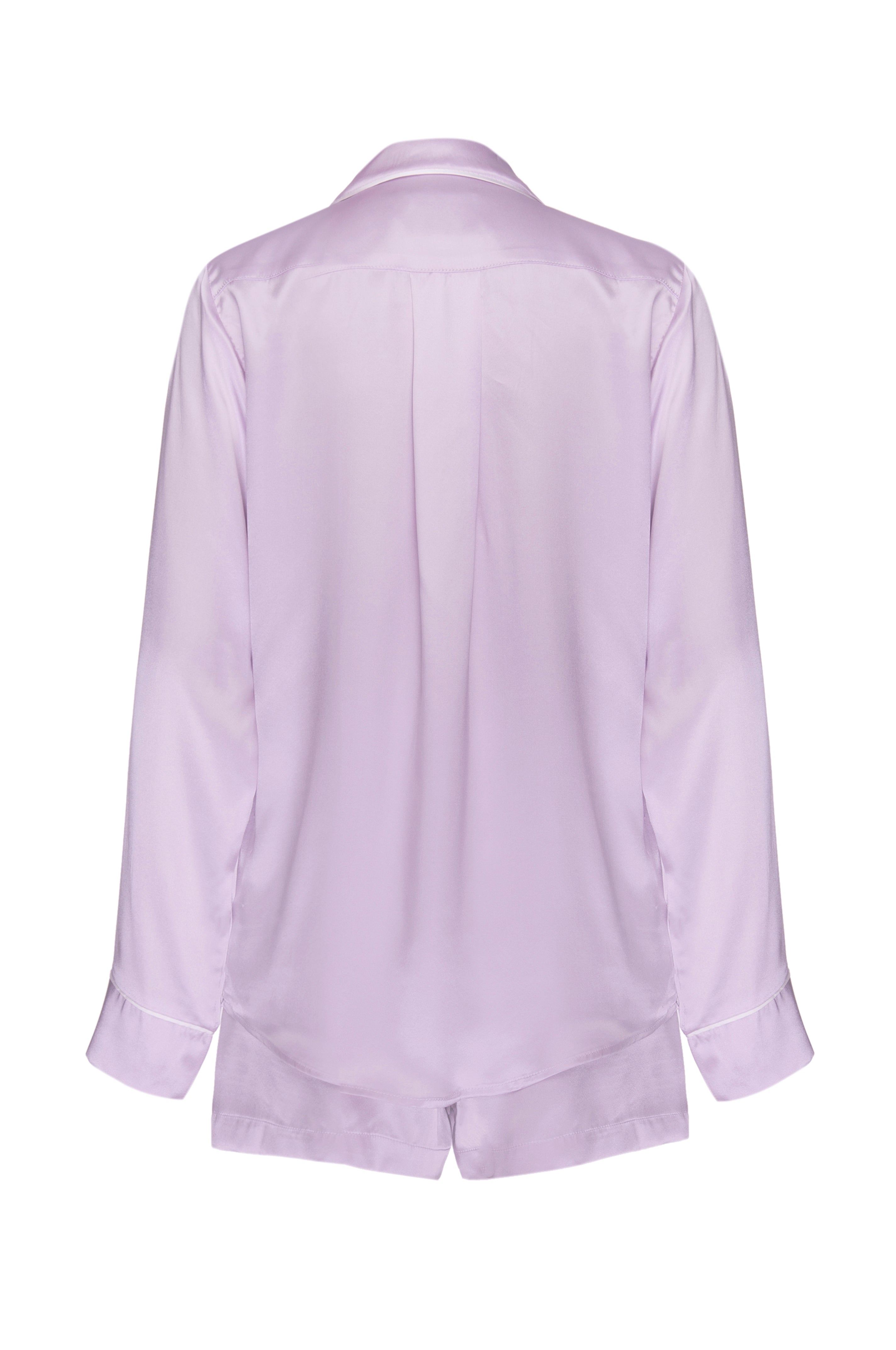 Silk Charmeuse Long Sleeved PJ Top: Lilac