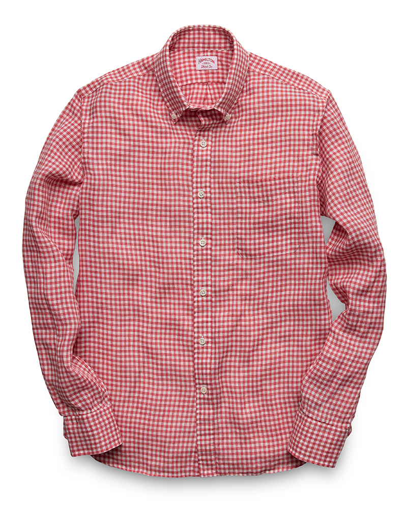 1883 Linen Gingham (Strawberry) - Hamilton Shirts