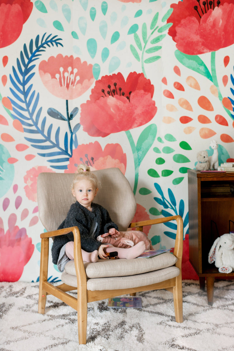 Poppy Mural, Crimson Poppy Wallpaper for Walls | anewall – Anewall