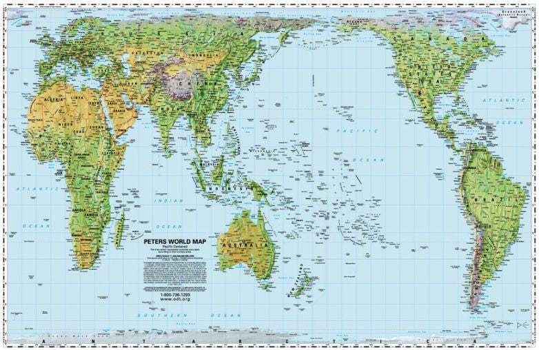 Pacific-centered Peters Environmental Map