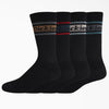 Dickies 4-Pack Skate Rugby Strip Socks - Black (BK) - Skates USA