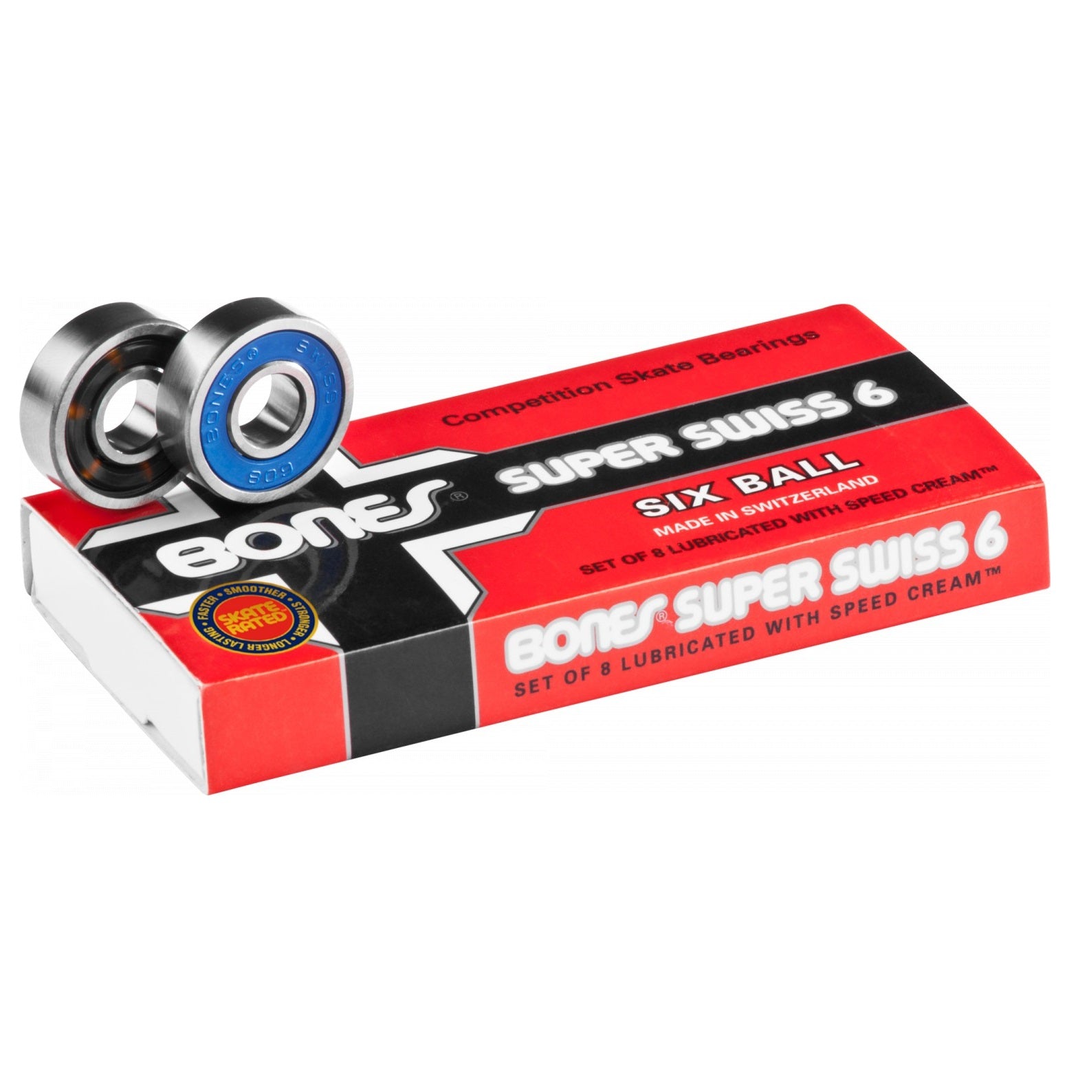 Bones Super Swiss 6 Ball Skate Bearings (Set of 8)