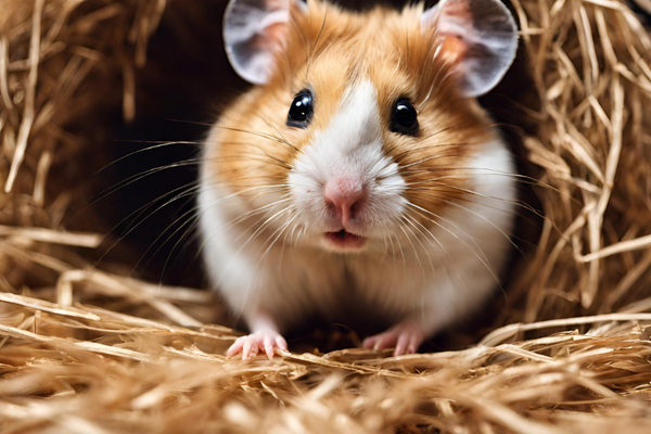 Hamster on soft hay