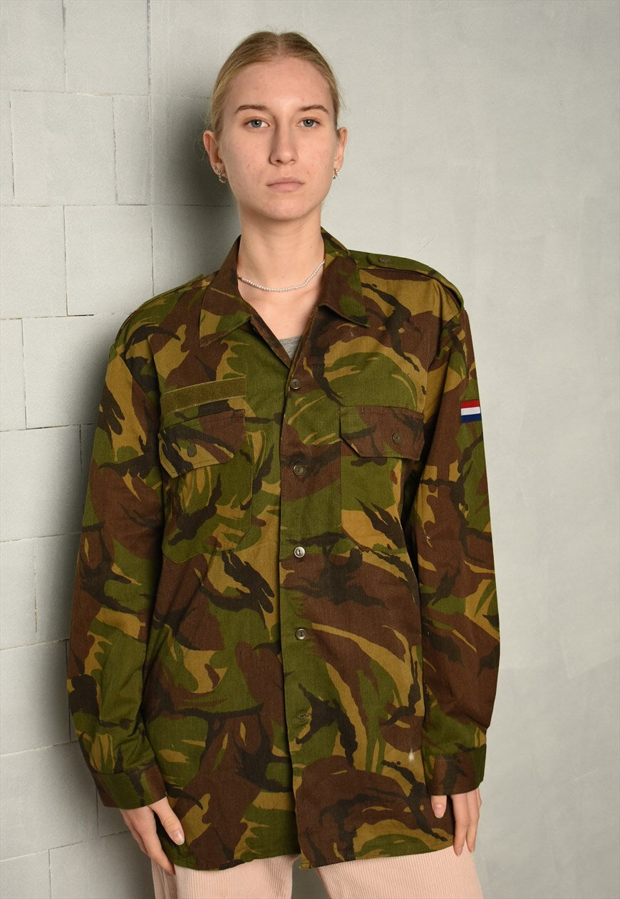 Vintage 90s Retro Military Camo Utility Jacket Thin Vintaholic