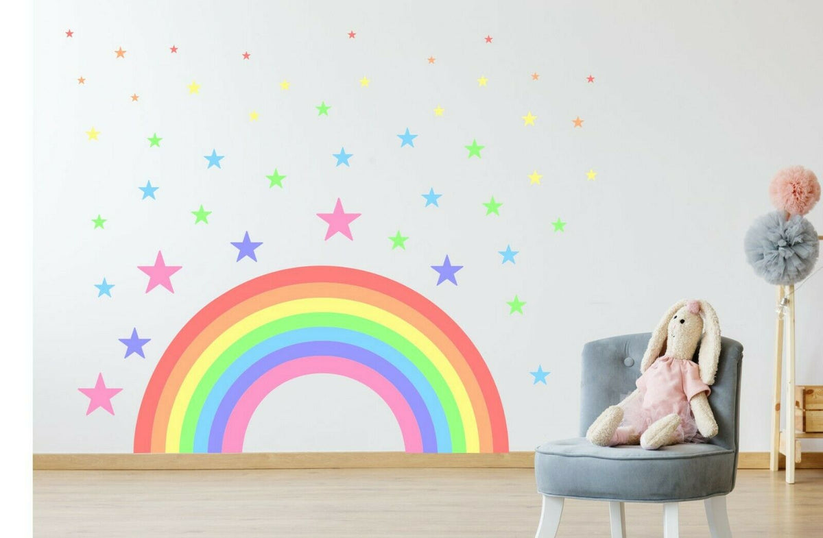 Pastel Rainbow Stars Children S Bedroom Nursery Decal Wall Art Vinyl Stickers