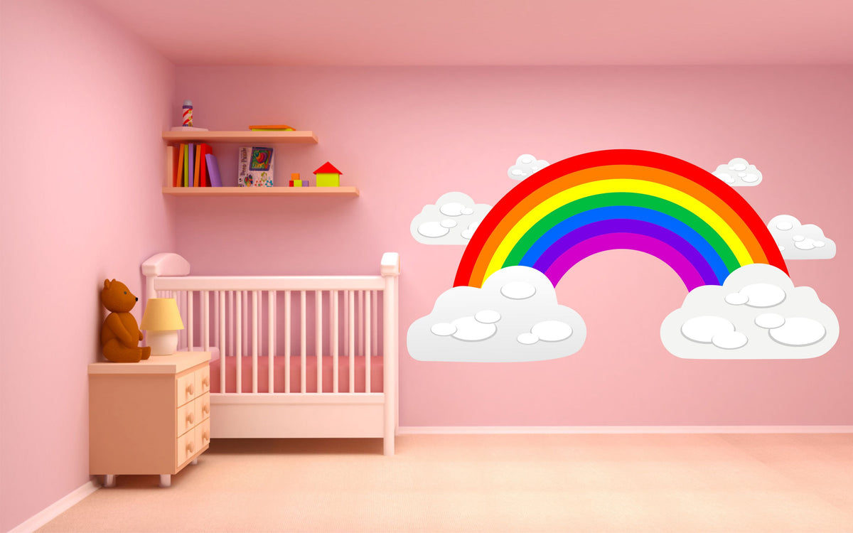 Rainbow And Clouds Children S Bedroom Nursery Decal Wall Sticker