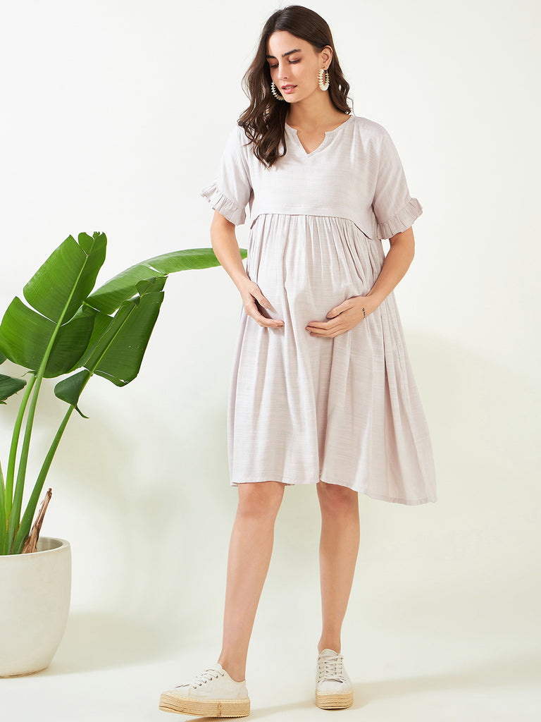 Buy Maternity Smocked Long Dress - White