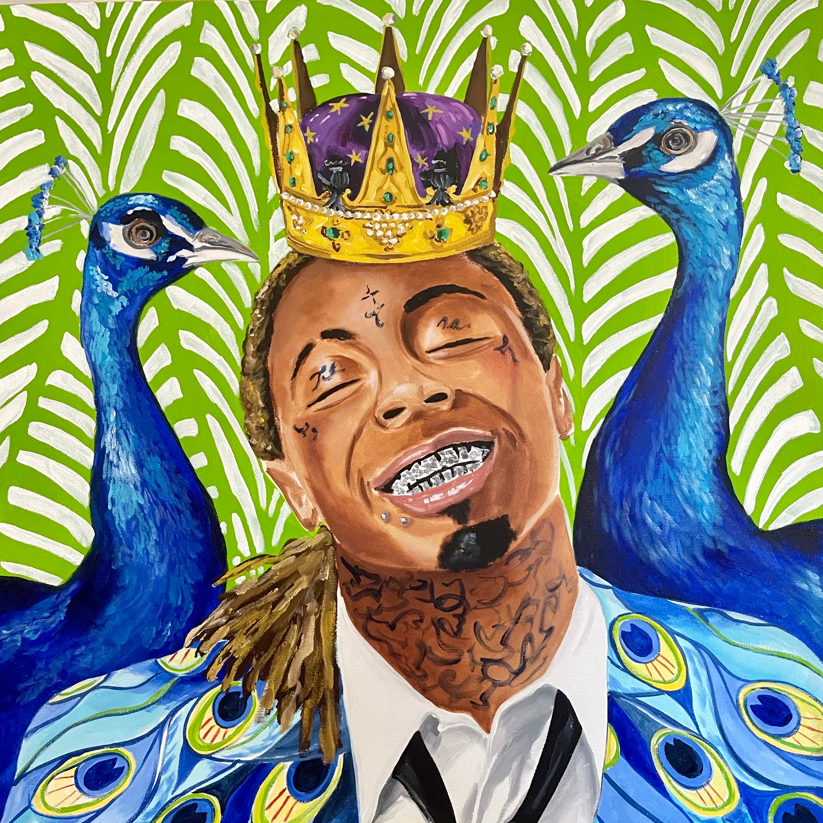 Weezy with Jeweled Crown and Peacocks