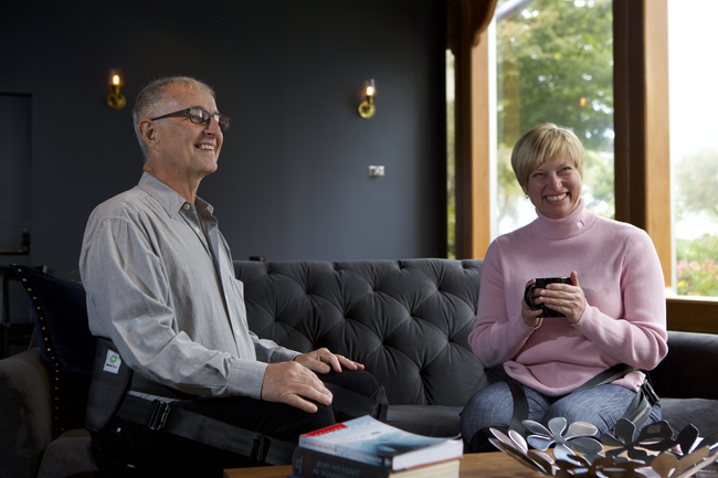 Elderly couple having tea