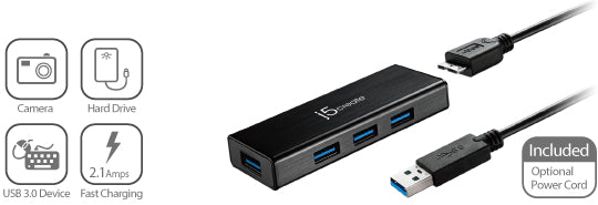 j5create JUH340 USB 3.1 Gen 1 4-Port Mini Hub