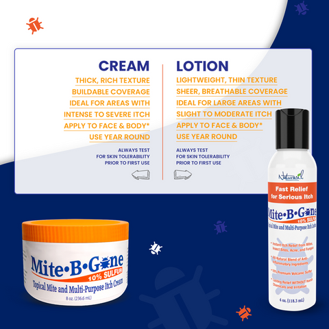 Mite-B-Gone Cream vs. Lotion Benefits