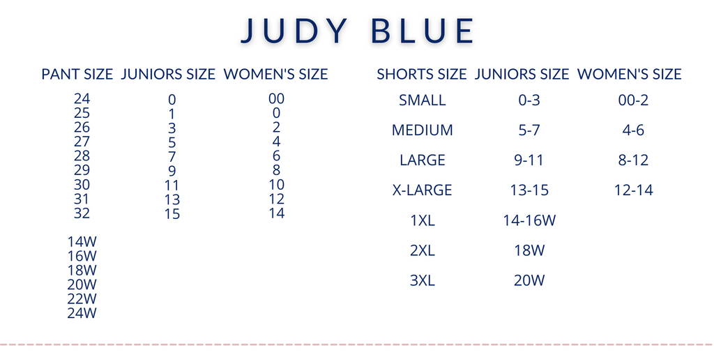 Miss Me Jeans Size Chart
