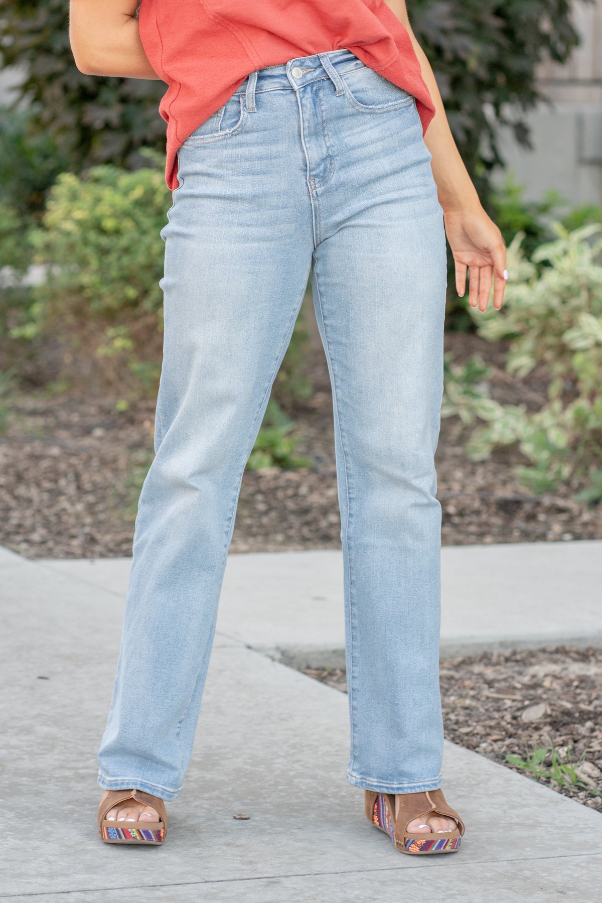 VERVET Thyme Super High Rise 90's Vintage Hem Detail Flare Jeans